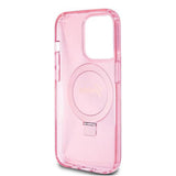 Husa pentru iPhone 15 Pro, Guess Ring Stand Script Glitter MagSafe (GUHMP15LHRSGSP), roz
