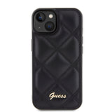 Husa pentru iPhone 15, Guess Quilted Metal Logo (GUHCP15SPSQSQSK), negru