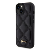 Husa pentru iPhone 15, Guess Quilted Metal Logo (GUHCP15SPSQSQSK), negru