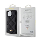 Husa pentru iPhone 15, Guess Quilted Metal Logo (GUHCP15SPSQSQSK), negru