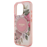 Husa pentru iPhone 16 Pro Max, Guess IML Flower & Tonal Circle MagSafe (GUHMP16XHFWBDCEP), roz