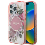 Husa pentru iPhone 16 Pro Max, Guess IML Flower & Tonal Circle MagSafe (GUHMP16XHFWBDCEP), roz