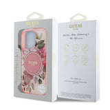 Husa pentru iPhone 16 Pro Max, Guess IML Flower & Tonal Circle MagSafe (GUHMP16XHFWBDCEP), roz