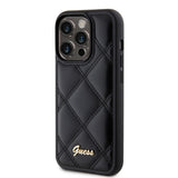 Husa pentru iPhone 15 Pro Max, Guess Quilted Metal Logo (GUHCP15XPSQSQSK), negru