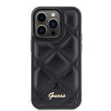 Husa pentru iPhone 15 Pro Max, Guess Quilted Metal Logo (GUHCP15XPSQSQSK), negru
