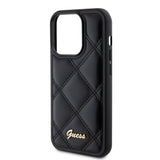Husa pentru iPhone 15 Pro Max, Guess Quilted Metal Logo (GUHCP15XPSQSQSK), negru