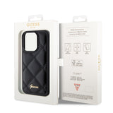 Husa pentru iPhone 15 Pro Max, Guess Quilted Metal Logo (GUHCP15XPSQSQSK), negru