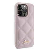 Husa pentru iPhone 15 Pro, Guess Quilted Metal Logo (GUHCP15LPSQSQSP), roz