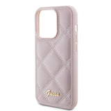 Husa pentru iPhone 15 Pro, Guess Quilted Metal Logo (GUHCP15LPSQSQSP), roz