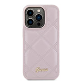 Husa pentru iPhone 15 Pro, Guess Quilted Metal Logo (GUHCP15LPSQSQSP), roz