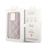 Husa pentru iPhone 15 Pro, Guess Quilted Metal Logo (GUHCP15LPSQSQSP), roz