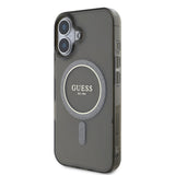 Husa pentru iPhone 16, Guess IML Glitter Circle MagSafe (GUHMP16SHFGEREK), negru