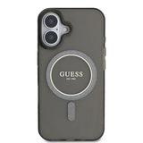 Husa pentru iPhone 16, Guess IML Glitter Circle MagSafe (GUHMP16SHFGEREK), negru