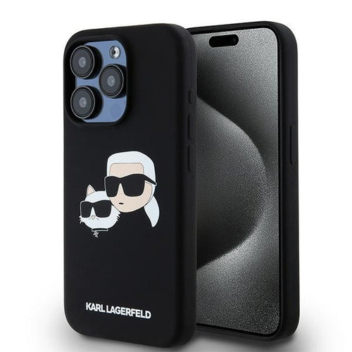 Husa pentru iPhone 15 Pro Max, Karl Lagerfeld Silicone MagSafe (KLHMP15XSKCHPPLK), negru