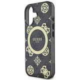 Husa pentru iPhone 16, Guess IML Peony On 4G Background MagSafe (GUHMP16SH4PYEEK), negru
