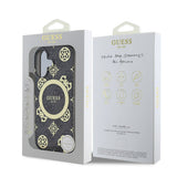 Husa pentru iPhone 16, Guess IML Peony On 4G Background MagSafe (GUHMP16SH4PYEEK), negru