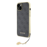 Husa pentru iPhone 15 Plus, Guess Hardcase 4G Charms Collection (GUHCP15MGF4GGR), gri