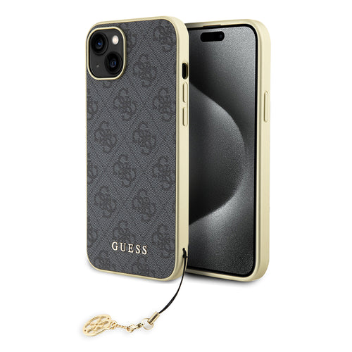 Husa pentru iPhone 15 Plus, Guess Hardcase 4G Charms Collection (GUHCP15MGF4GGR), gri
