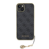 Husa pentru iPhone 15 Plus, Guess Hardcase 4G Charms Collection (GUHCP15MGF4GGR), gri