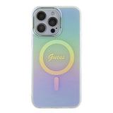 Husa pentru iPhone 15 Pro Max, Guess IML Iridescent MagSafe (GUHMP15XHITSQ), turcoaz