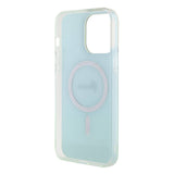 Husa pentru iPhone 15 Pro Max, Guess IML Iridescent MagSafe (GUHMP15XHITSQ), turcoaz