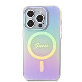 Husa pentru iPhone 15 Pro, Guess IML Iridescent MagSafe (GUHMP15LHITSU), mov