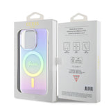 Husa pentru iPhone 15 Pro, Guess IML Iridescent MagSafe (GUHMP15LHITSU), mov