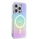 Husa pentru iPhone 15 Pro, Guess IML Iridescent MagSafe (GUHMP15LHITSU), mov
