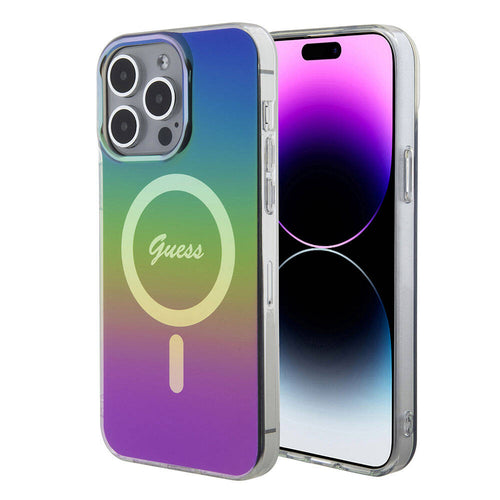 Husa pentru iPhone 15 Pro, Guess IML Iridescent MagSafe (GUHMP15LHITSK), multicolor