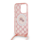 Husa pentru iPhone 15 Pro, Karl Lagerfeld IML Crossbody MagSafe (KLHMP15LHCKCKLCP), roz