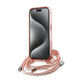 Husa pentru iPhone 15 Pro, Karl Lagerfeld IML Crossbody MagSafe (KLHMP15LHCKCKLCP), roz