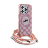 Husa pentru iPhone 15 Pro, Karl Lagerfeld IML Crossbody MagSafe (KLHMP15LHCKCKLCP), roz