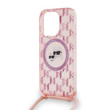 Husa pentru iPhone 15 Pro, Karl Lagerfeld IML Crossbody MagSafe (KLHMP15LHCKCKLCP), roz