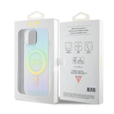 Husa pentru iPhone 15 Plus, Guess IML Iridescent MagSafe (GUHMP15MHITSQ), turcoaz