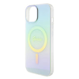 Husa pentru iPhone 15 Plus, Guess IML Iridescent MagSafe (GUHMP15MHITSQ), turcoaz