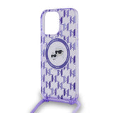 Husa pentru iPhone 15 Pro, Karl Lagerfeld IML Crossbody MagSafe (KLHMP15LHCKCKLCU), mov