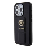 Husa pentru iPhone 15 Pro, Guess Grip Stand 4G Saffiano Strass (GUHCP15LPGSSADK), negru