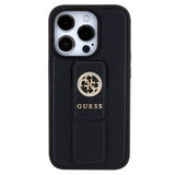 Husa pentru iPhone 15 Pro, Guess Grip Stand 4G Saffiano Strass (GUHCP15LPGSSADK), negru