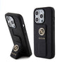 Husa pentru iPhone 15 Pro Max, Guess Grip Stand 4G Saffiano Strass, negru