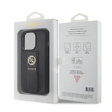 Husa pentru iPhone 15 Pro Max, Guess Grip Stand 4G Saffiano Strass, negru