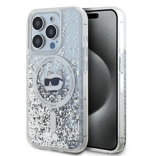 Husa pentru iPhone 15 Pro Max, Karl Lagerfeld Liquid Glitter MagSafe (KLHMP15XLGCHSGH), transparenta