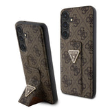 Husa pentru Samsung Galaxy S24, Guess Grip Stand 4G Triangle Strass (GUHCS24SPGS4TDW), maro