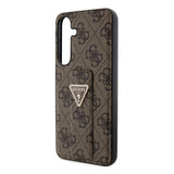 Husa pentru Samsung Galaxy S24, Guess Grip Stand 4G Triangle Strass (GUHCS24SPGS4TDW), maro
