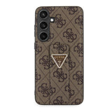 Husa pentru Samsung Galaxy S24, Guess Grip Stand 4G Triangle Strass (GUHCS24SPGS4TDW), maro