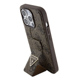 Husa pentru iPhone 15 Pro, Guess Grip Stand 4G Triangle Strass (GUHCP15LPGS4TDW), maro