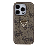 Husa pentru iPhone 15 Pro, Guess Grip Stand 4G Triangle Strass (GUHCP15LPGS4TDW), maro