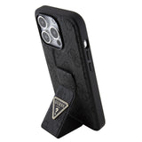 Husa pentru iPhone 15 Pro, Guess Grip Stand 4G Triangle Strass (GUHCP15LPGS4TDK), negru