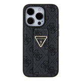 Husa pentru iPhone 15 Pro, Guess Grip Stand 4G Triangle Strass (GUHCP15LPGS4TDK), negru