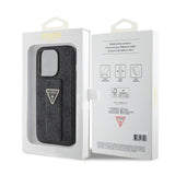 Husa pentru iPhone 15 Pro, Guess Grip Stand 4G Triangle Strass (GUHCP15LPGS4TDK), negru