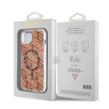 Husa pentru iPhone 15 Plus, Guess IML GCube MagSafe (GUHMP15MHGCUSTGW), maro